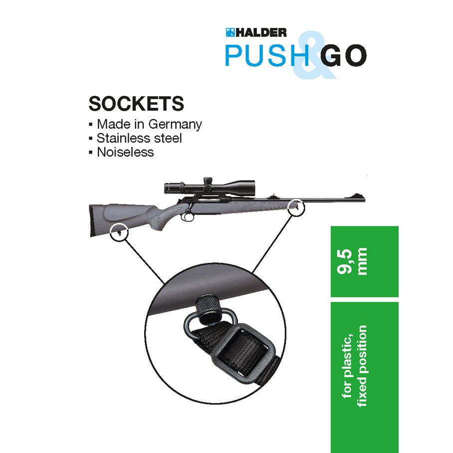 Hylsa Rembygelfäste 2 st / set Ø 9,5 x 1,0 mm, svart, syntet, låsbar EN STL