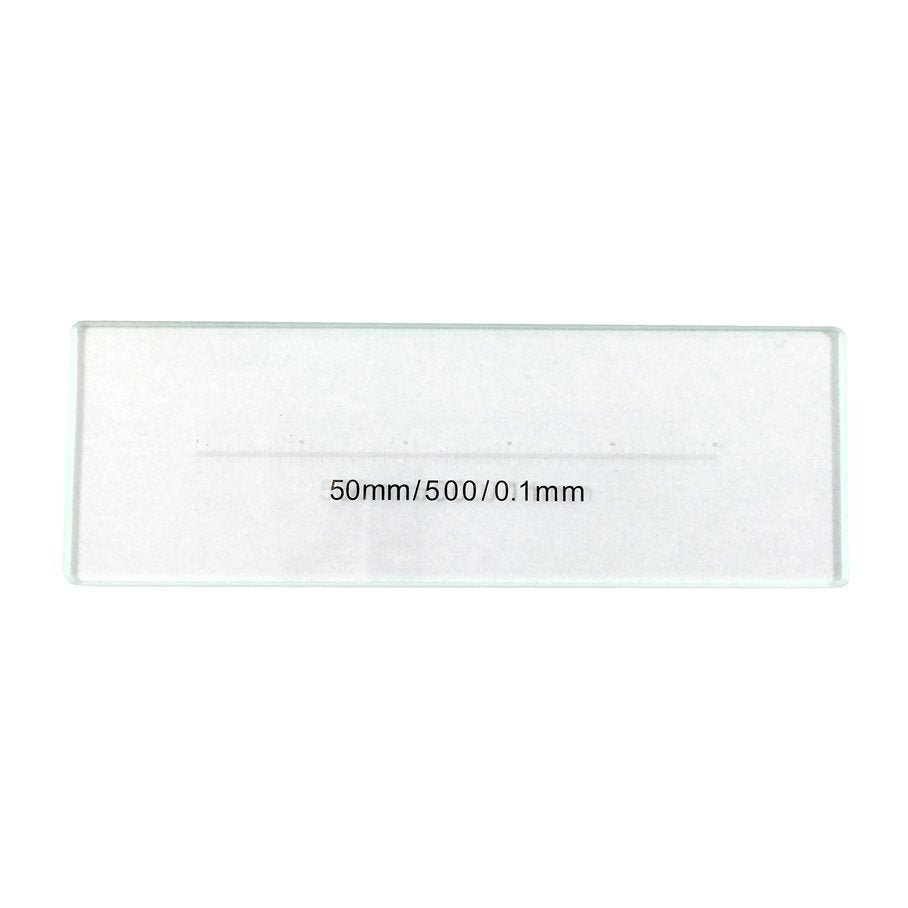 Mikrometerskala, glas, 50 mm, 500linjer (100um/linje) EN STL