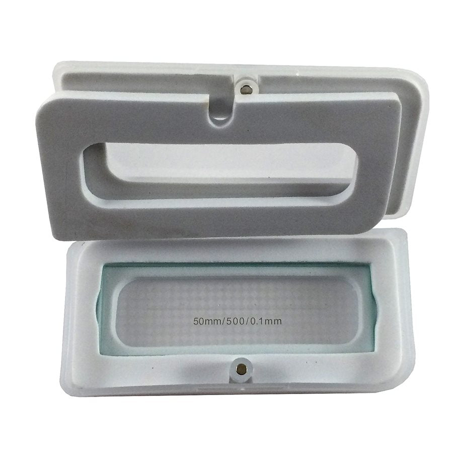 Mikrometerskala, glas, 50 mm, 500linjer (100um/linje) EN STL