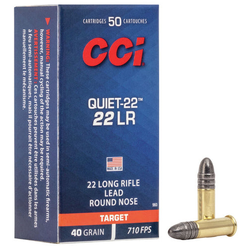 Rimfire Ammunition 22 LR Lead Round Nose Quiet-22 40 gr 50/box EN STL
