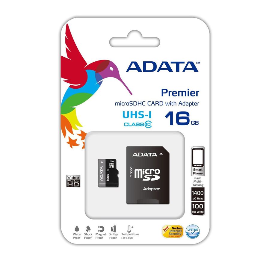 microSDHC, 16 GB, Class 10, 0,25 g, w/ micro SD Adapter EN STL
