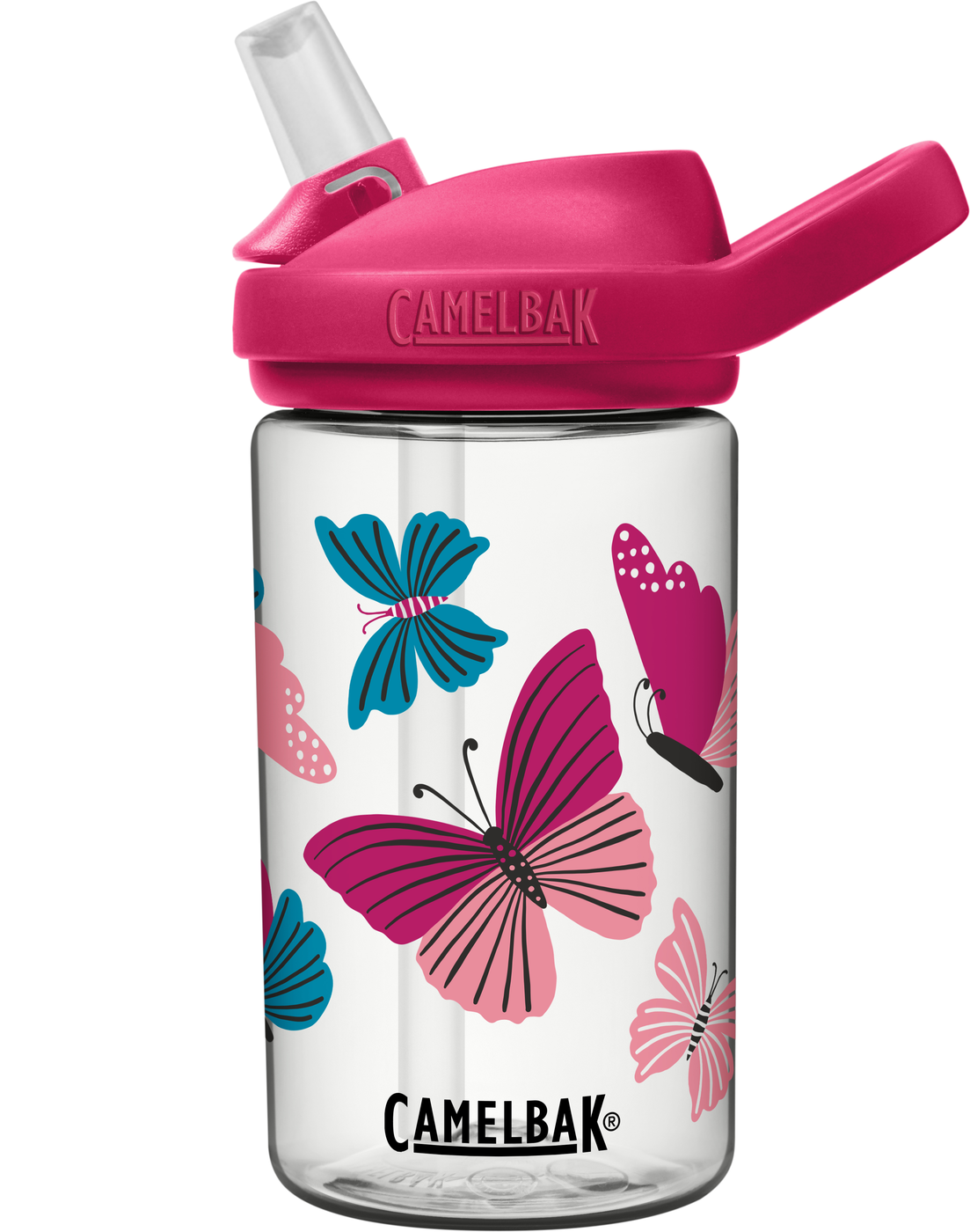 Eddy+ Kids 0,4L vattenflaska med sugrör Colorblock Butterflies EN STL