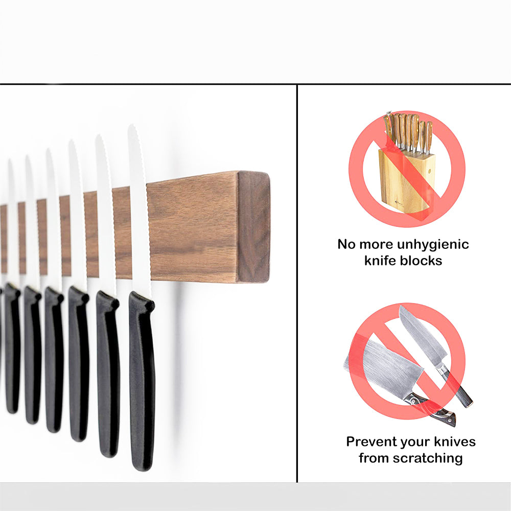 Knivhållare magnetisk med träyta, 63x400 mm EN STL