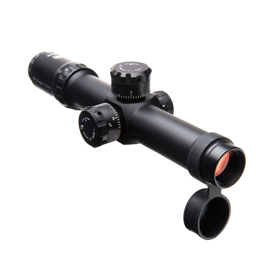 PK Super 3 Gun 1-10x26 IR FFP CCW MIL/MIL SVART / 35 MM