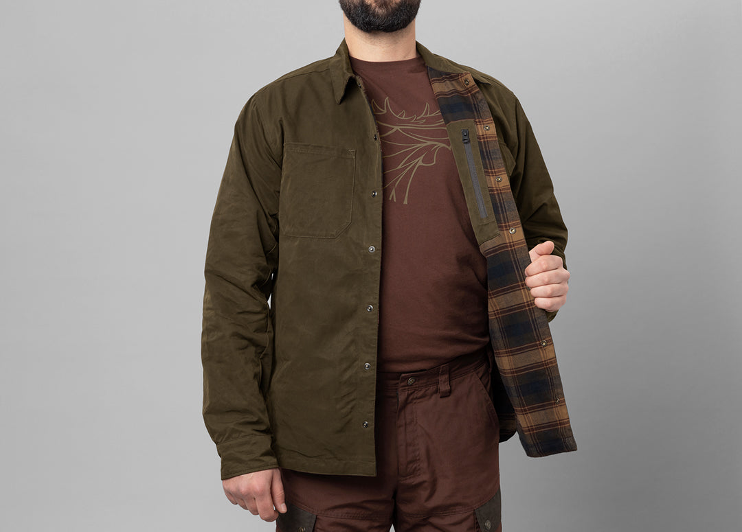 Eirik reversible skjortjacka DARK WARM OLIVE/BURGUNDY / M