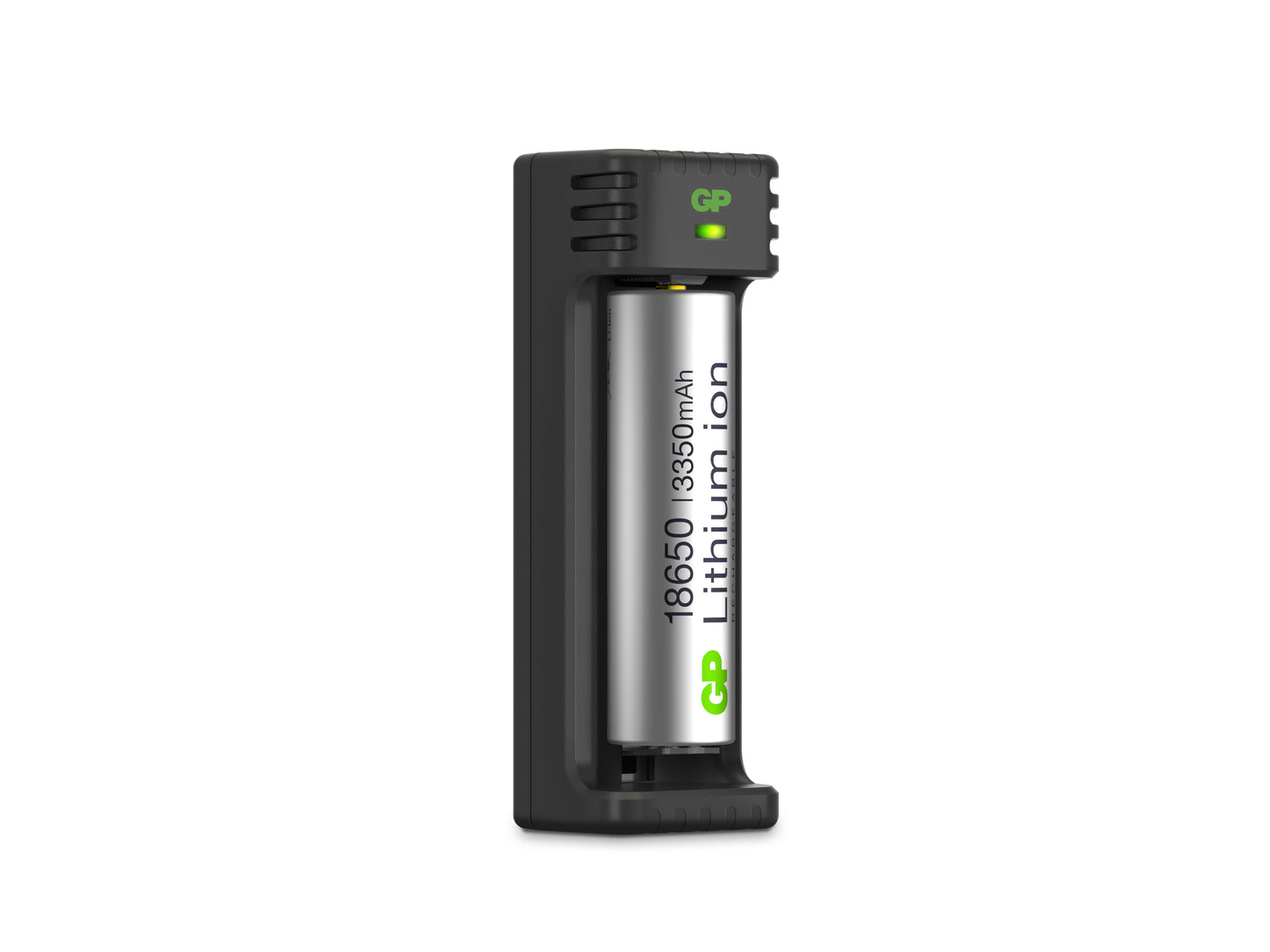 Li-ion batteriladdare 18650, 1 laddkanal, L111, inkl. 1st 3350 mAh SVART / EN STL