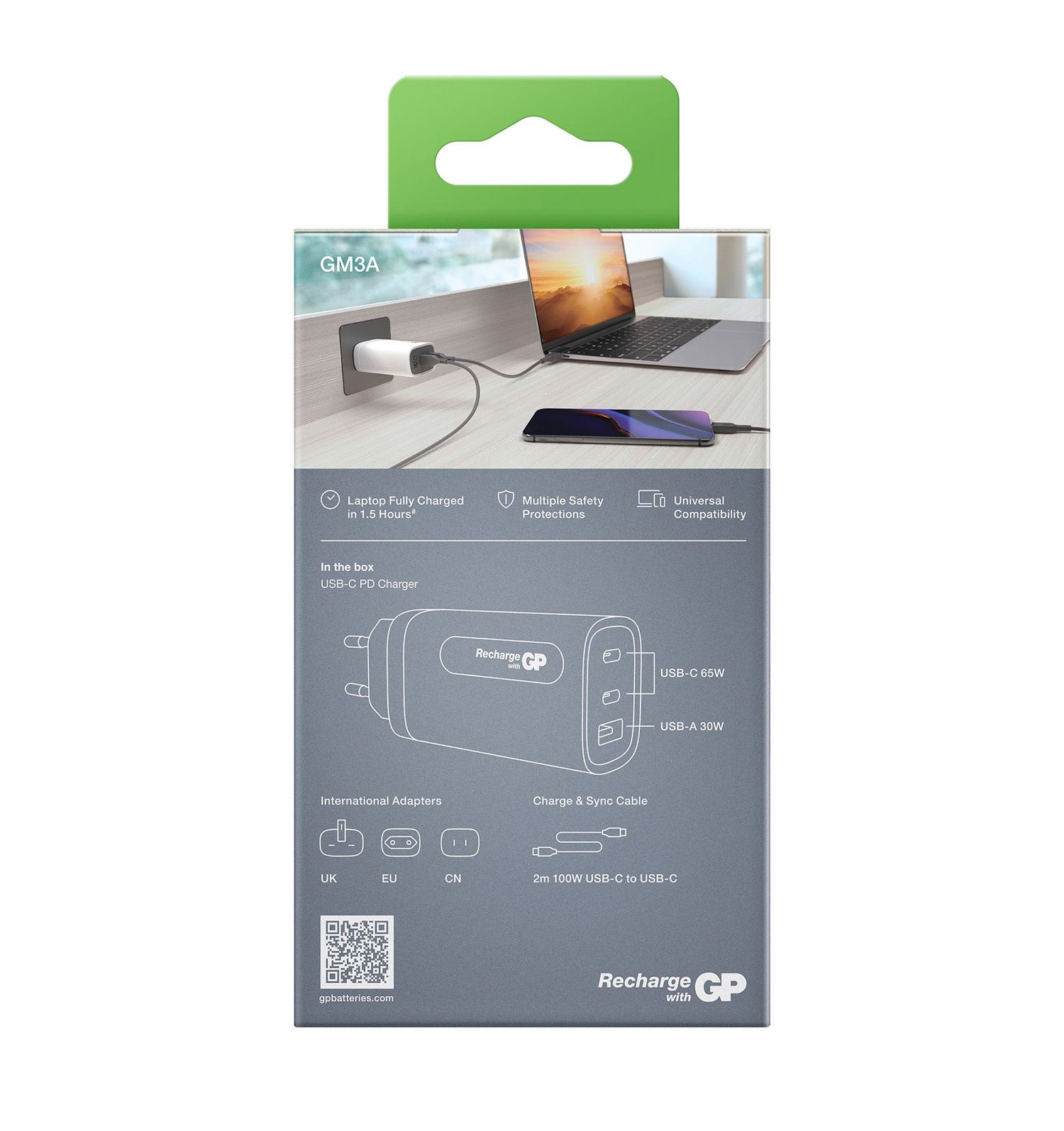 GaN Walladapter 2xUSB-C+1xUSB-A 65W VIT / EN STL