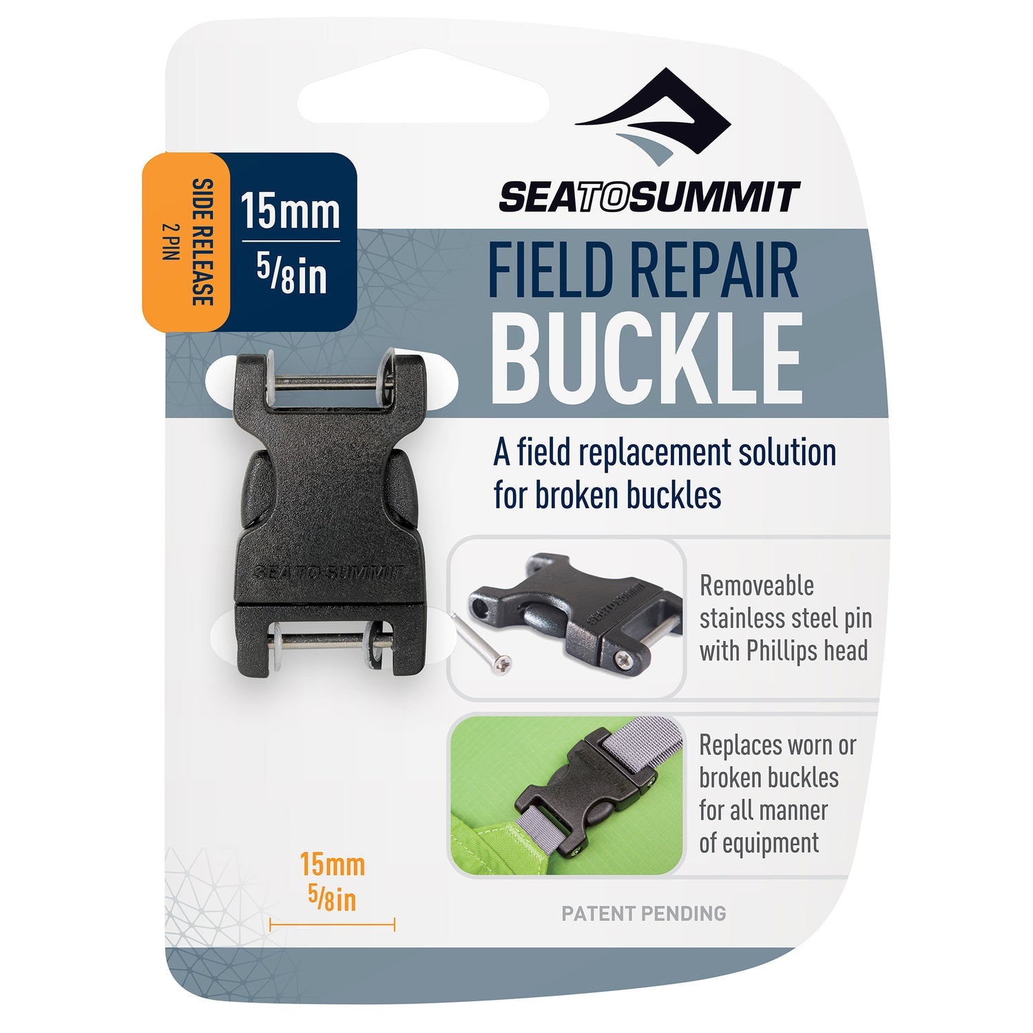 Buckle Side Release 2 Pin BLACK / 15 MM