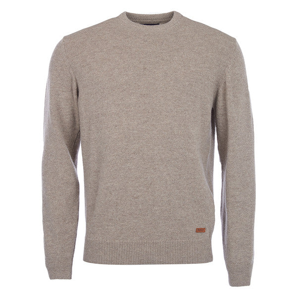 Patch Crew Neck Lambswool Sweater, herr STONE / S