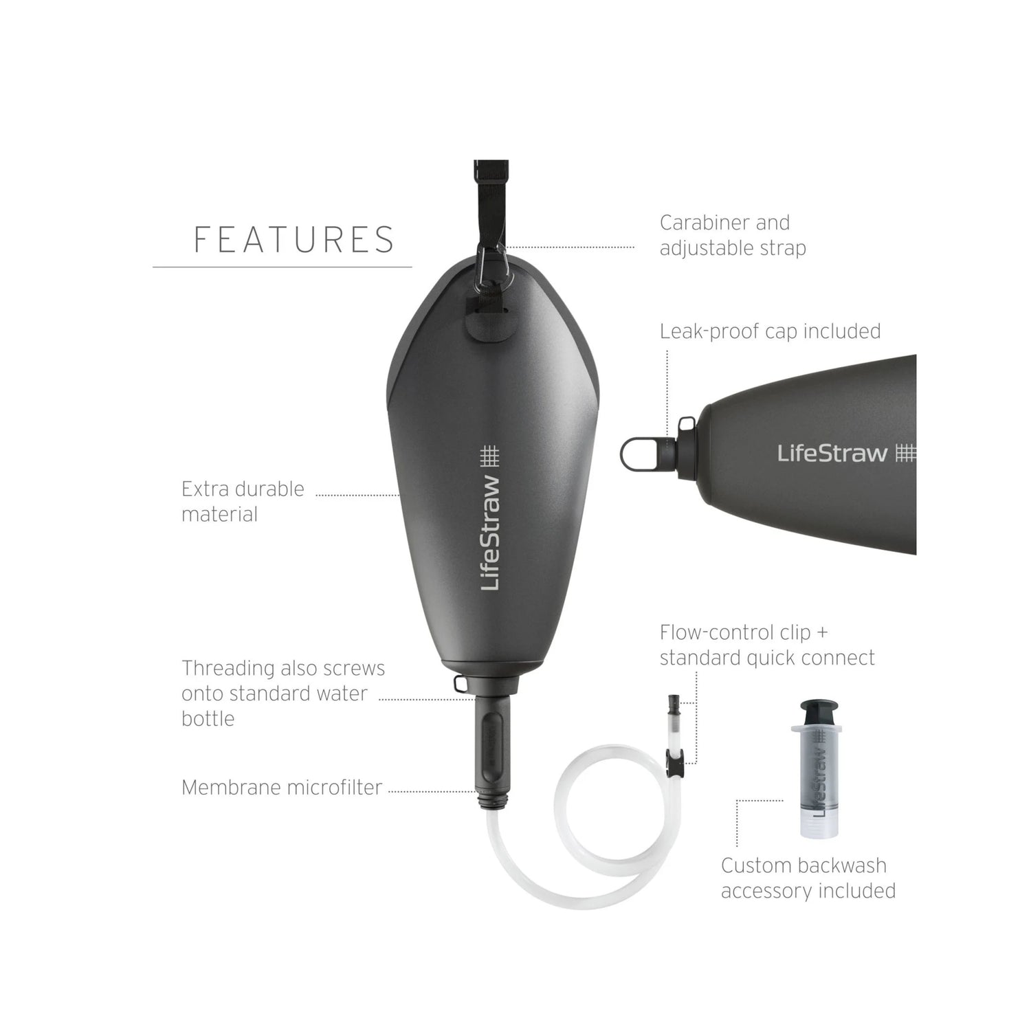 Peak Gravity Collapsible 3 Liter DARK GREY / ONE SIZE