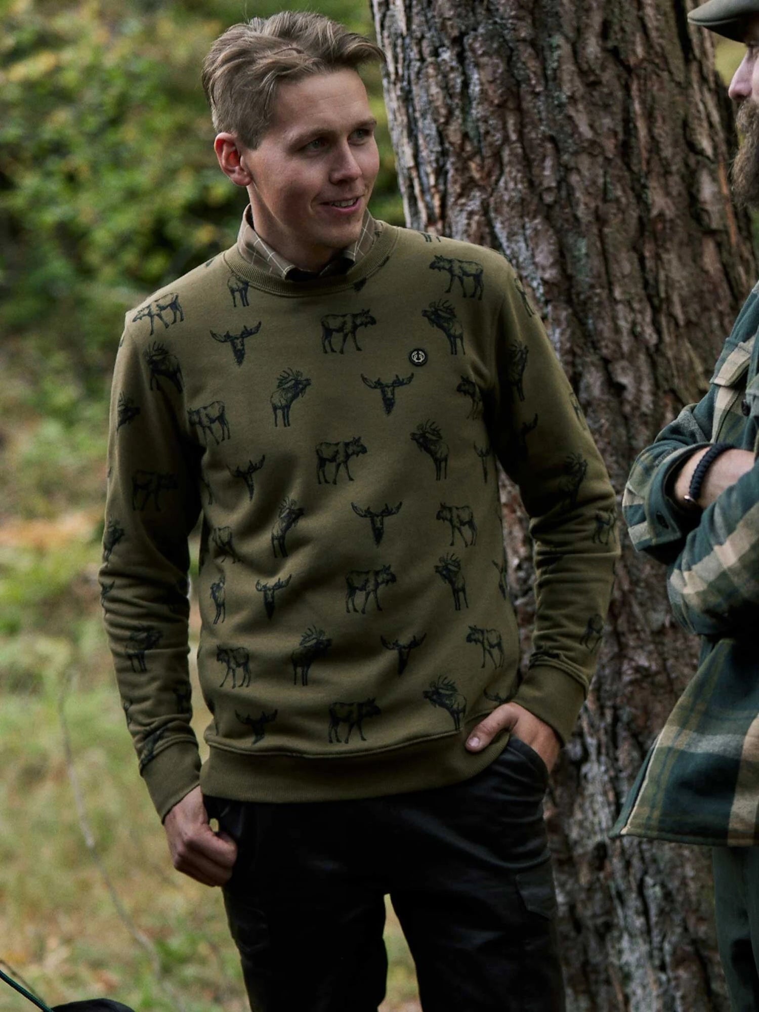 MOOSE SWEATSHIRT MEN FOREST GREEN / XS