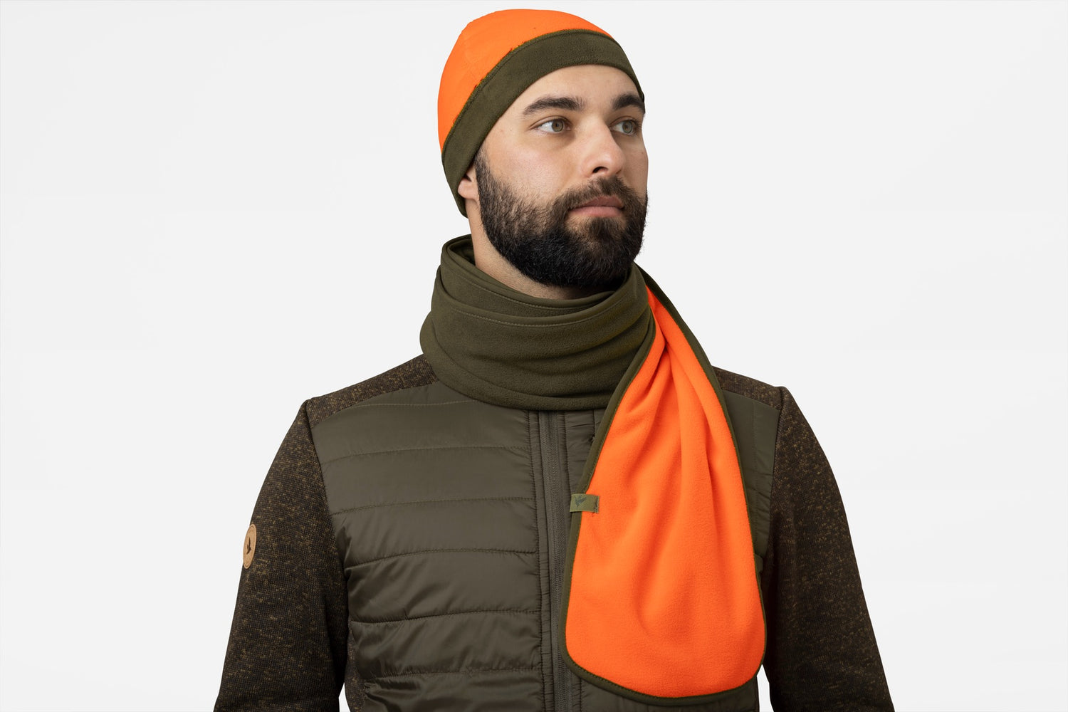 Reversible fleece halsduk ORANGE/PINE GREEN / ONE SIZE