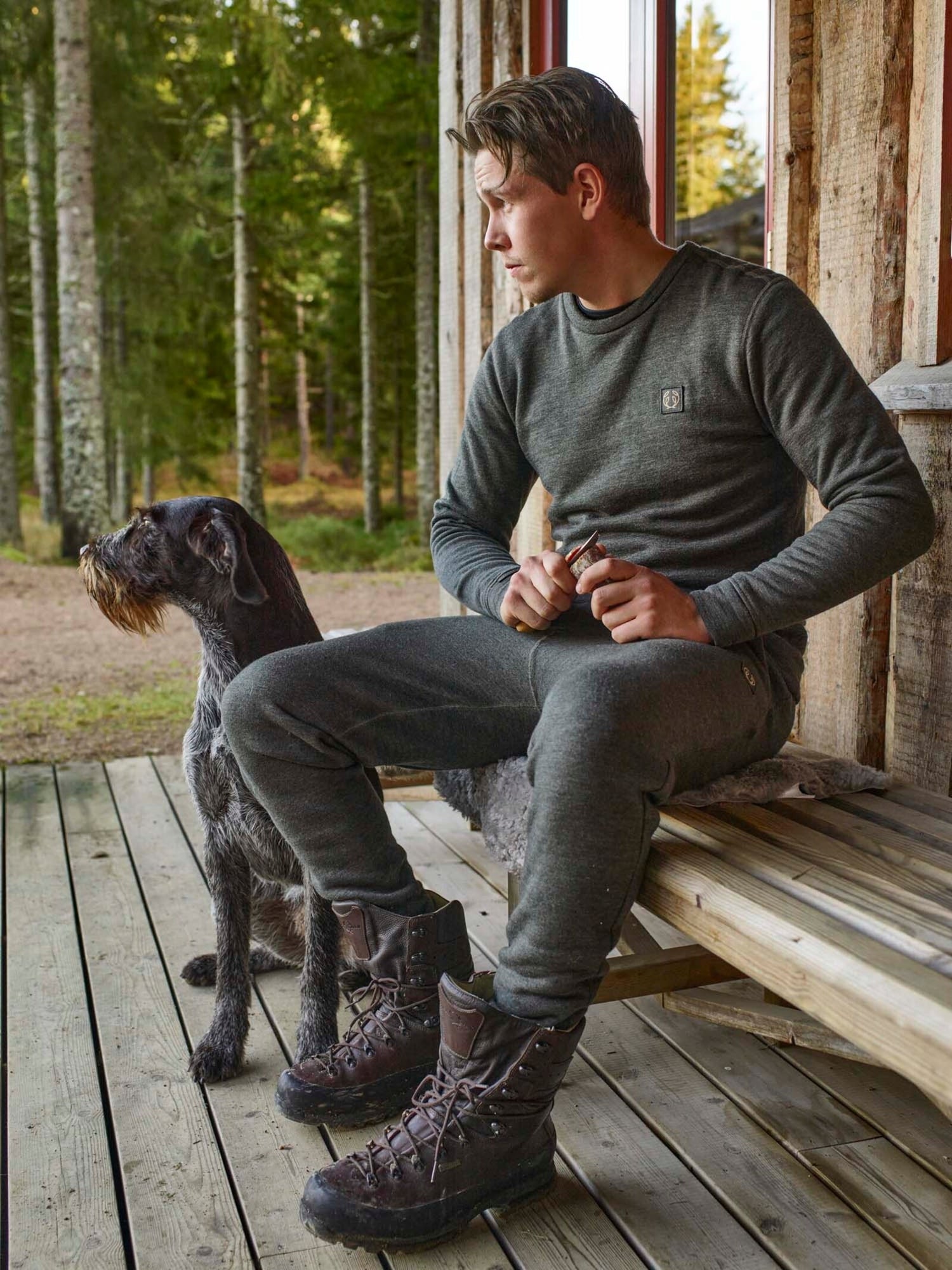 Grizzly Wool Sweatshirt Herr GRÅ/GRÖN / M