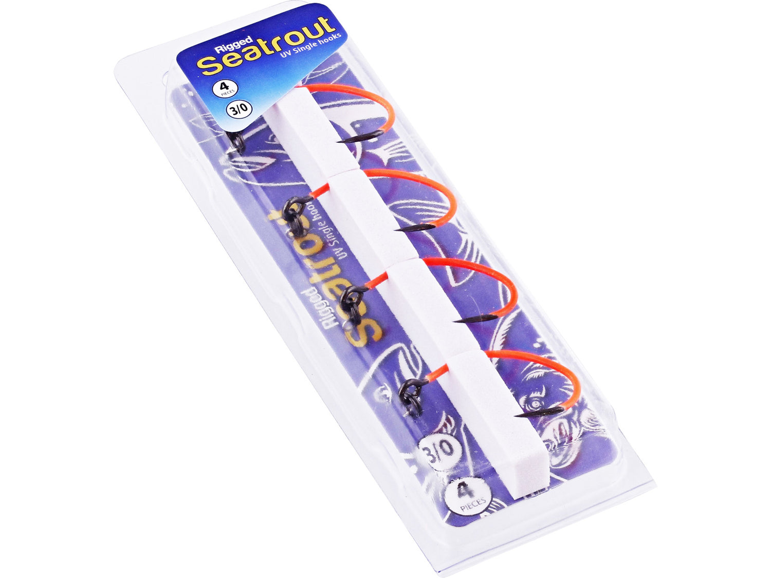 Rigged Seatrout - Singel Hooks UV Orange 5 STYCKEN, KROKSTORLEK 2