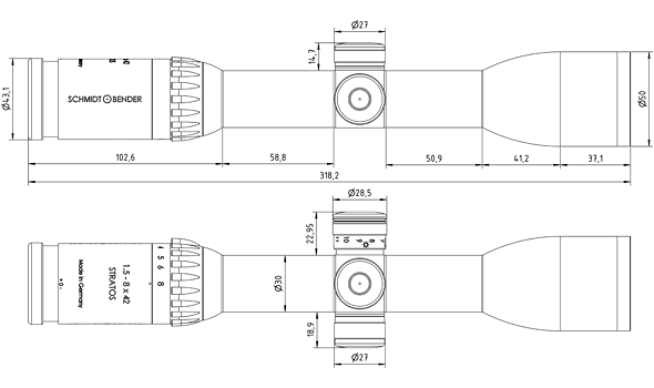 Stratos 1,5-8x42 Belyst FD7 Kikarsikte 30 MM