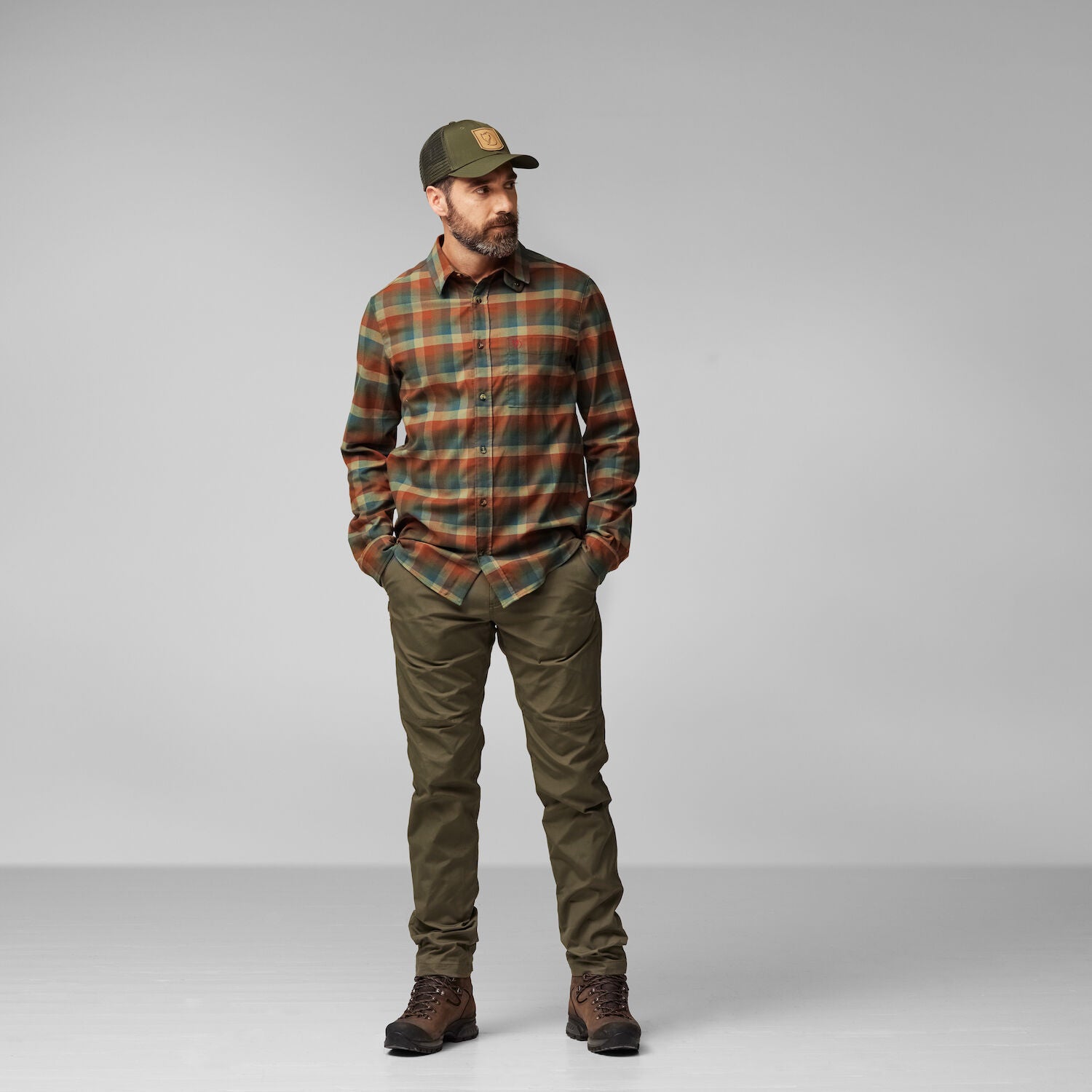 Lappland Stretch Flanellskjorta Men LAUREL GREEN-MOUNTAIN BLUE / S