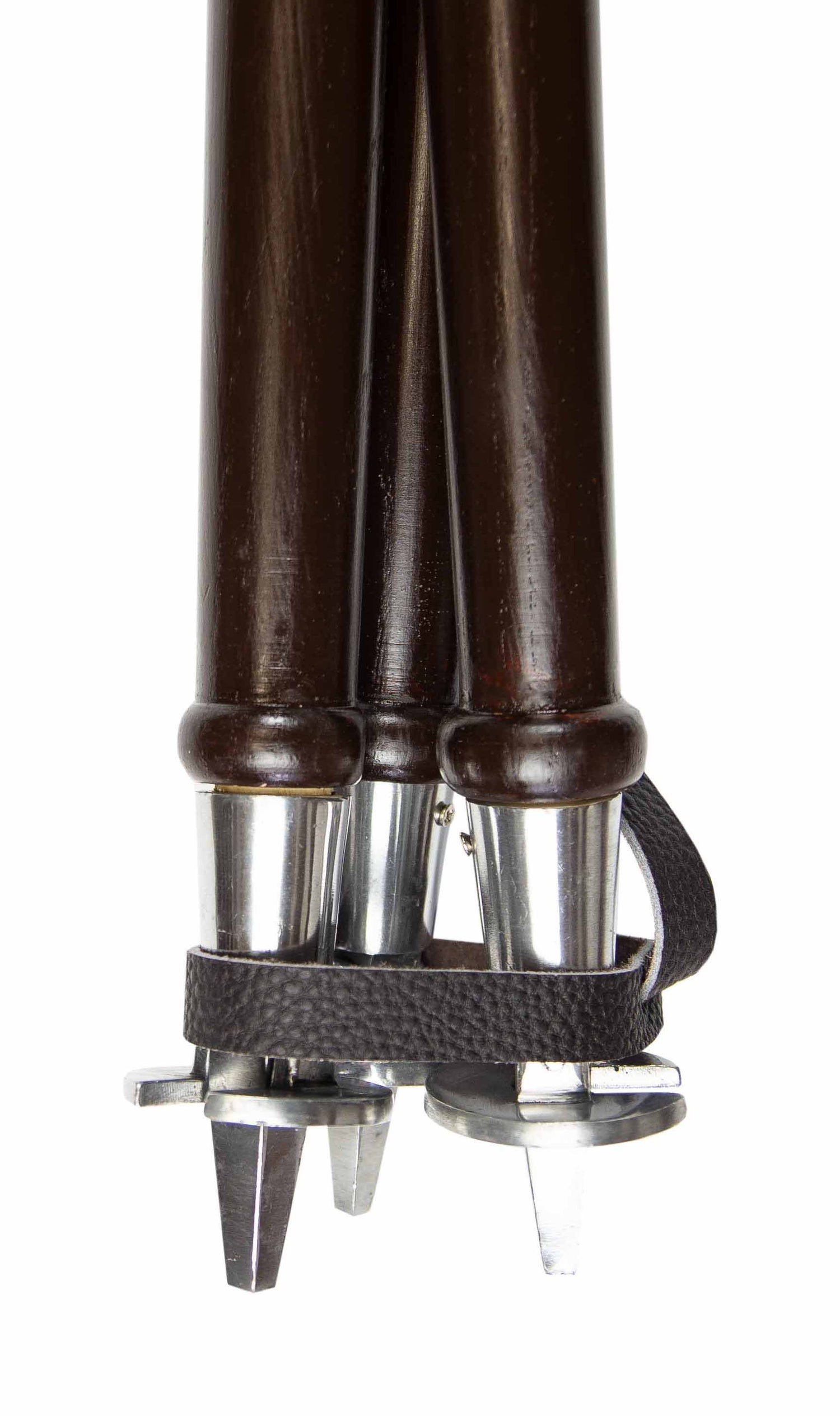 Hopfällbar pall med 3-ben och lädersits höjd 70cm MÖRKBRUN / 70 CM