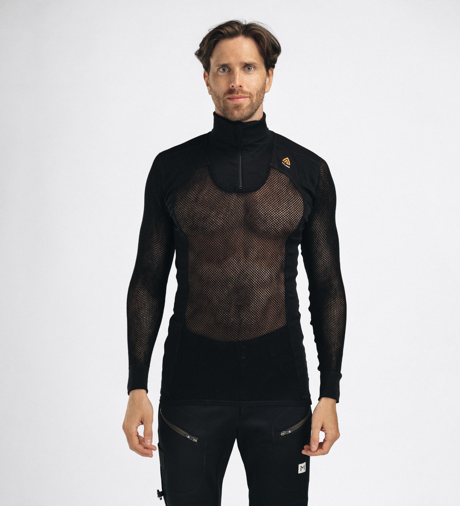 WoolNet Original Polo w/Zip Men Jet Black JET BLACK / XS