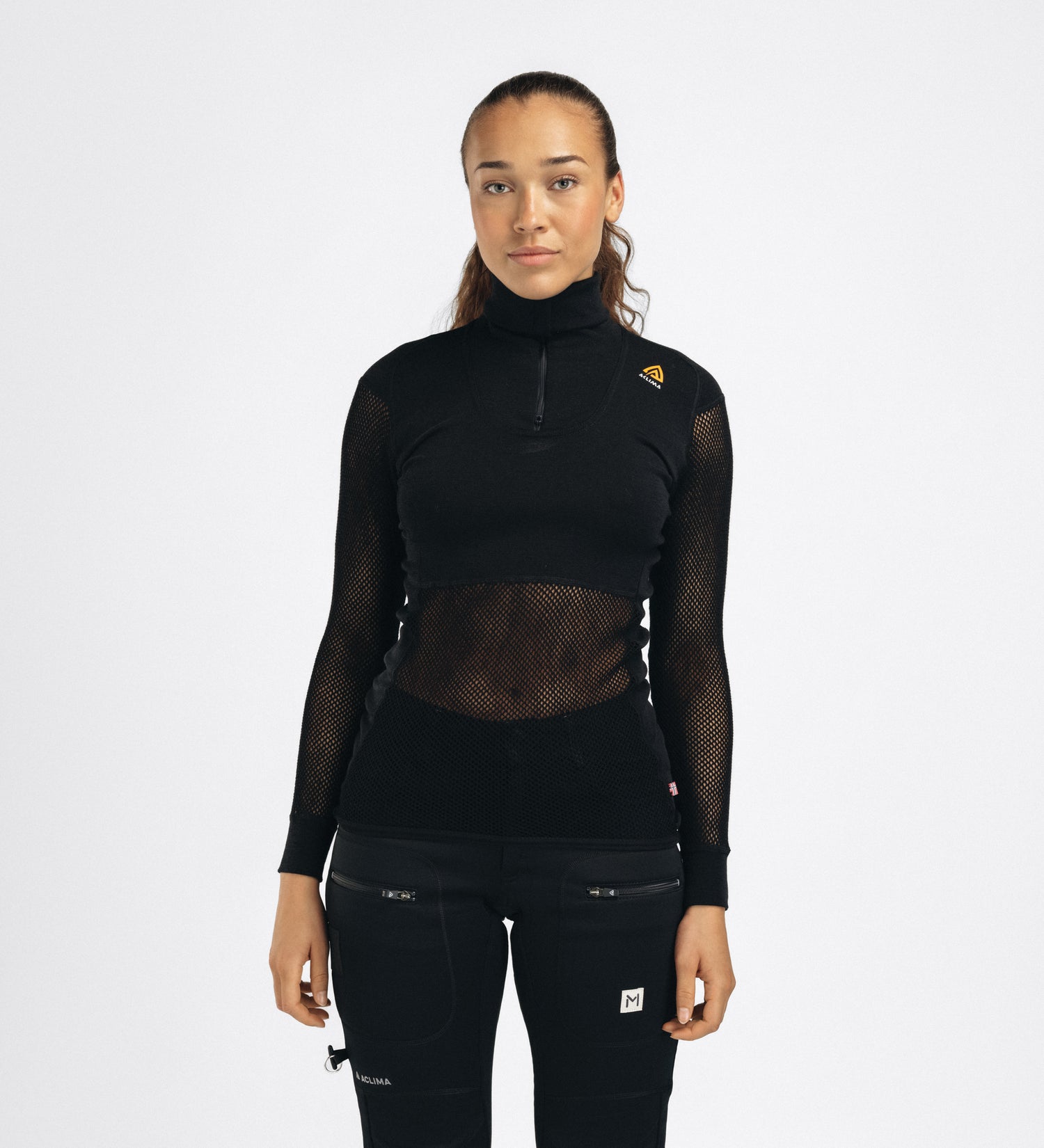 WoolNet Original Polo w/Zip Women Jet Black JET BLACK / XS