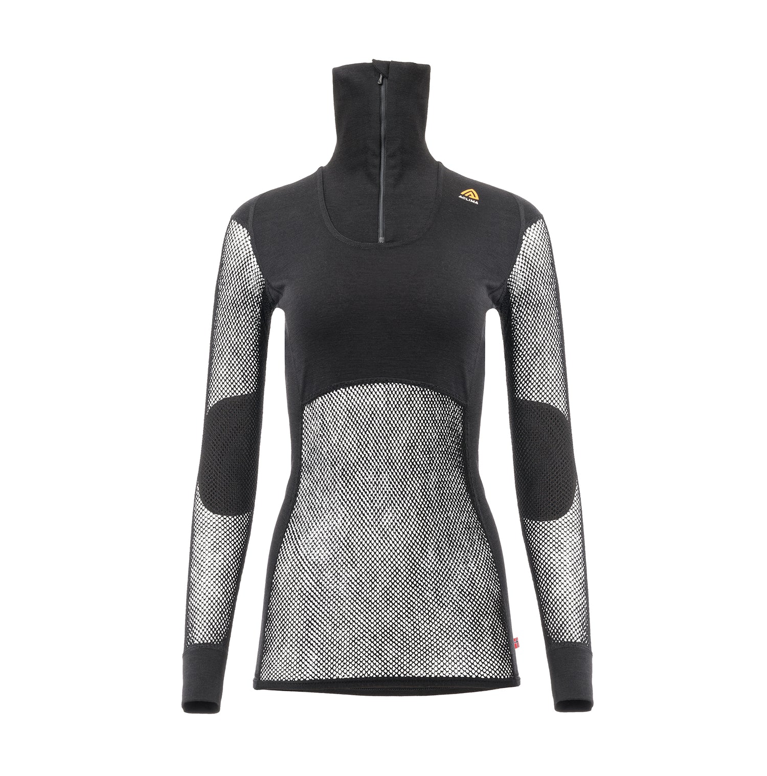 WoolNet Original Polo w/Zip Women Jet Black JET BLACK / XS