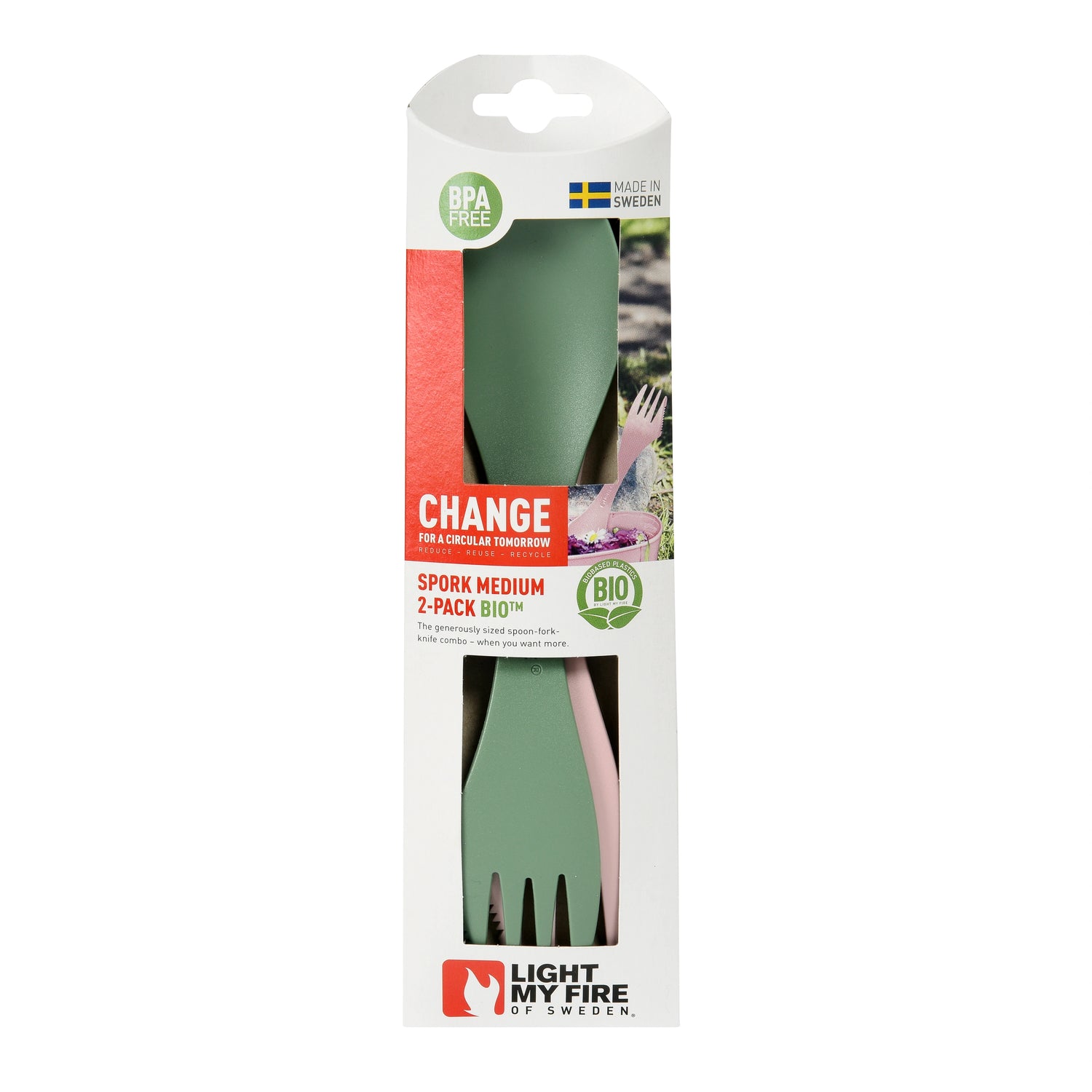 Spork medium 2-pack SANDYGREEN/DUSTYPINK / 2-PACK
