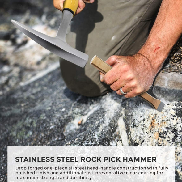 Geologihammare i rostfritt stål - platt huvud ONE SIZE