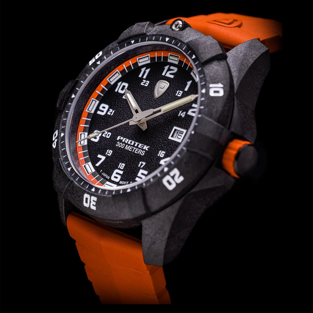 Carbon Composite Dive Series 10040 Svart Orange Med Orange Armband SVART ORANGE MED ORANGE ARMBAND / 1 ST