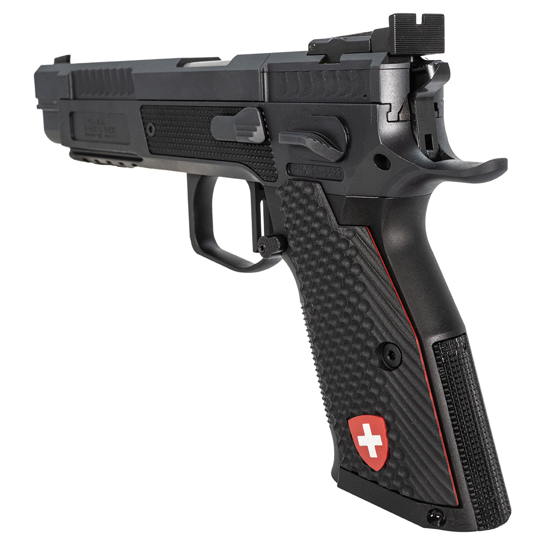 Pistol Drake 6 inches, Right hand, Steel / Alu, Black, SA only, Target Front Sight black, OR LPA, 9 9X19 MM / SA ONLY