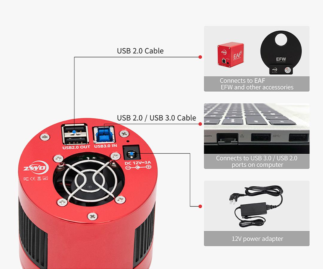 ZWO Färgkamera ASI2600MC Duo - Sensor D=28,3 mm - med guidesensor 1 ST