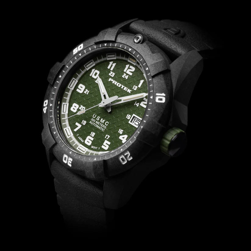 Protek Automatic Carbon USMC Dive Series 1210 SVART GRÖN MED SVART ARMBAND / 1 ST / EN STL