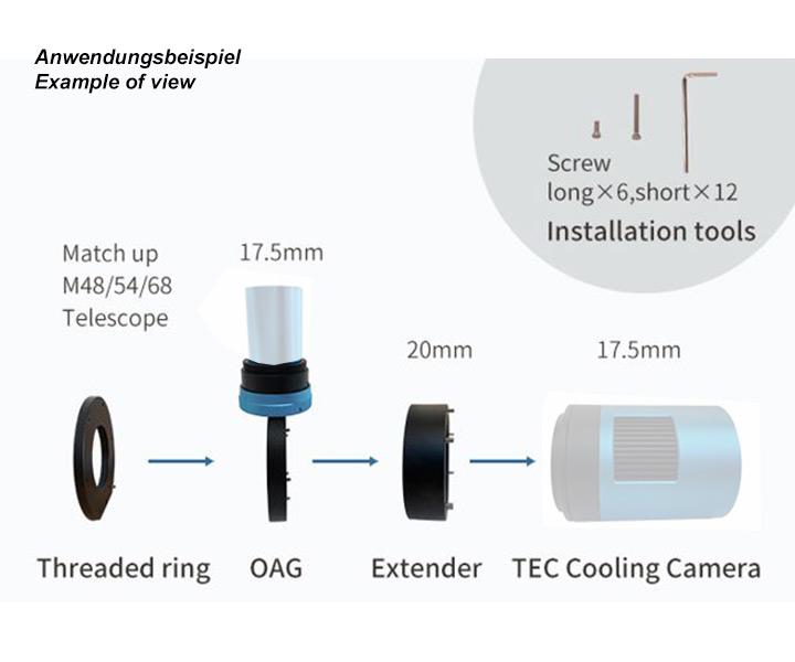 Off-Axis Guider teleskopanslutning med mikrofokusering 1 ST / M48X0.75
