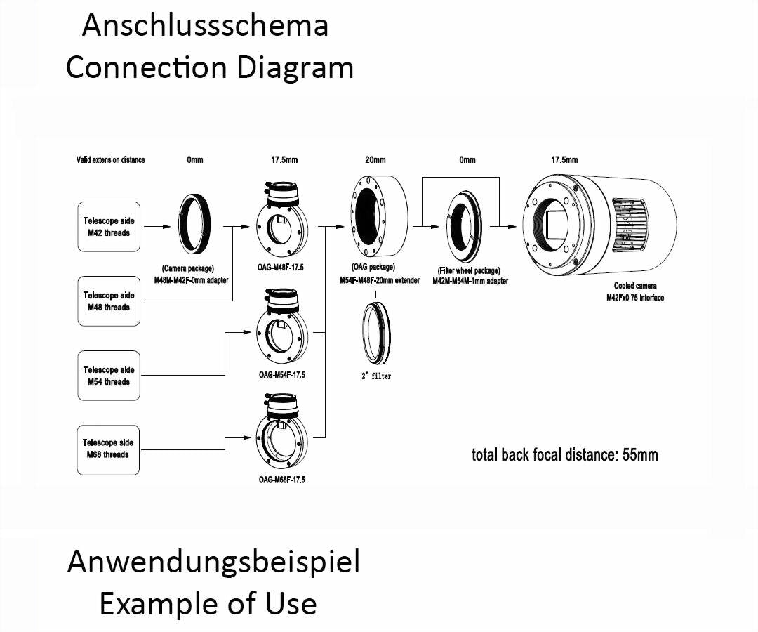 Off-Axis Guider teleskopanslutning med mikrofokusering 1 ST / M48X0.75