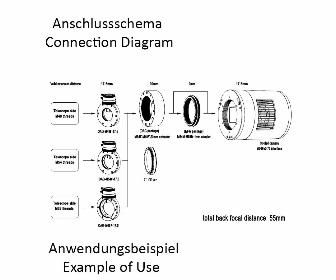 Off-Axis Guider teleskopanslutning med mikrofokusering 1 ST / M48X0.75