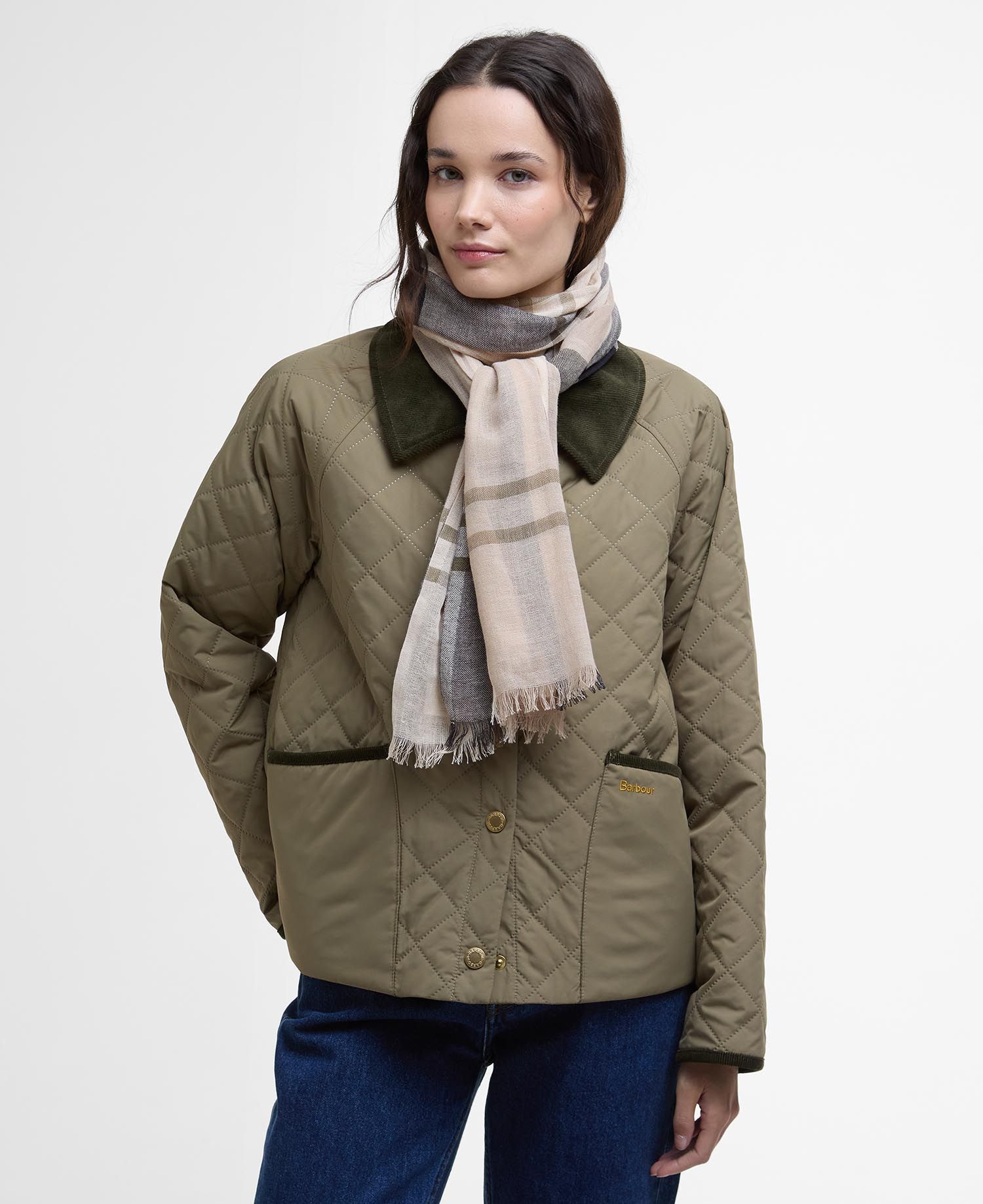 Abigail Tartan Scarf Women DARK NAVY/LIGHT SAND / EN STL