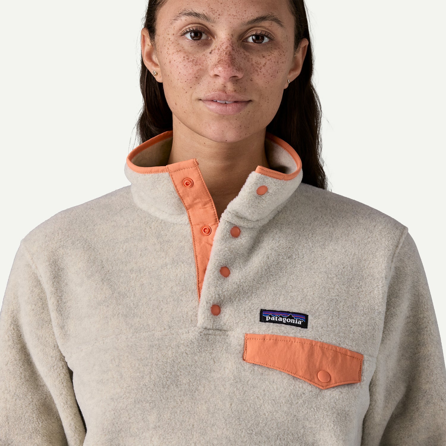 Women's LW Synchilla Snap-T Fleece P/O OATMEAL HEATHER W/HEIRLOOM PEACH / XS
