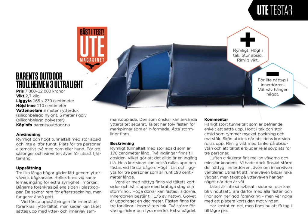 Trollheimen 3 Ultralight BLUE / ONE SIZE