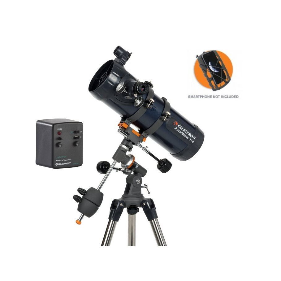 AstroMaster 114EQ-MD spegelteleskop med smartphone adapter & motor EN STL