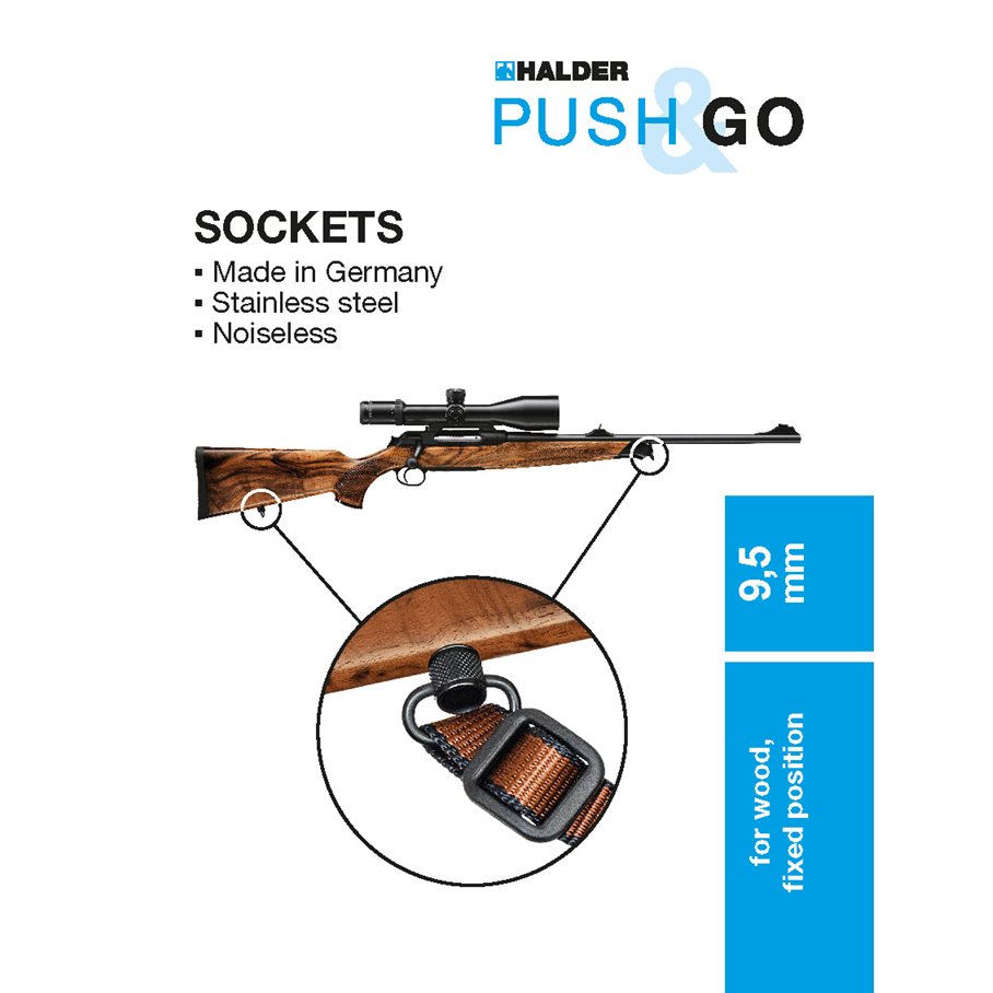 Hylsa Rembygelfäste 2 st / set Ø 9,5 x 1,0 mm, svart, trästock, låsbar EN STL