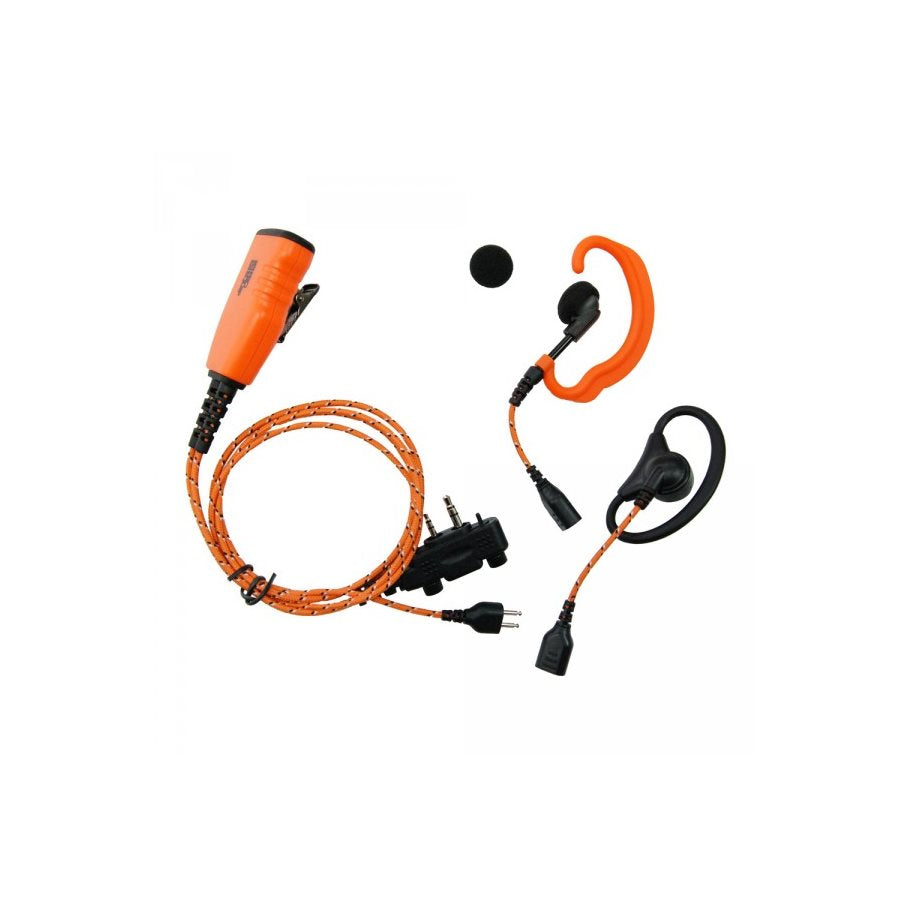 Headset Och Mikrofon, Tygkabel, Vinklad Skruvkontakt, Med PPT-knapp 3-i-1 ORANGE / EN STL