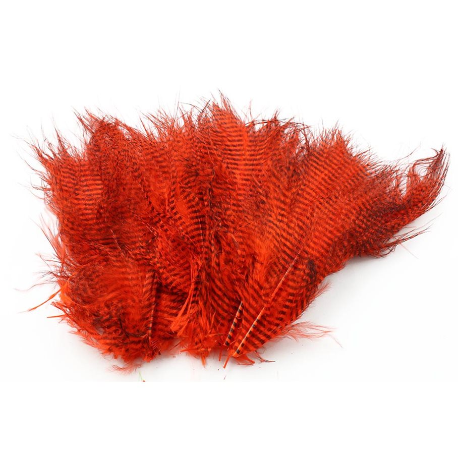 Fine Black Barred Marabou Feathers HOT ORANGE / EN STL