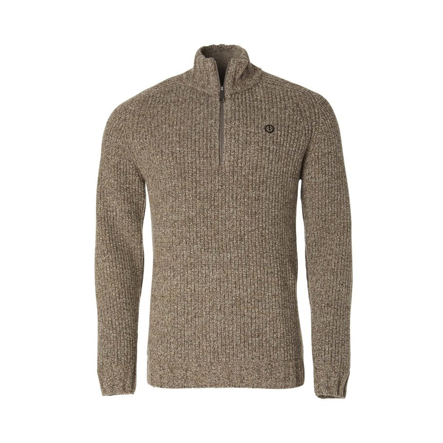 Groby Half Zip Wool Pullover Men SADDLE BROWN NEPS / L