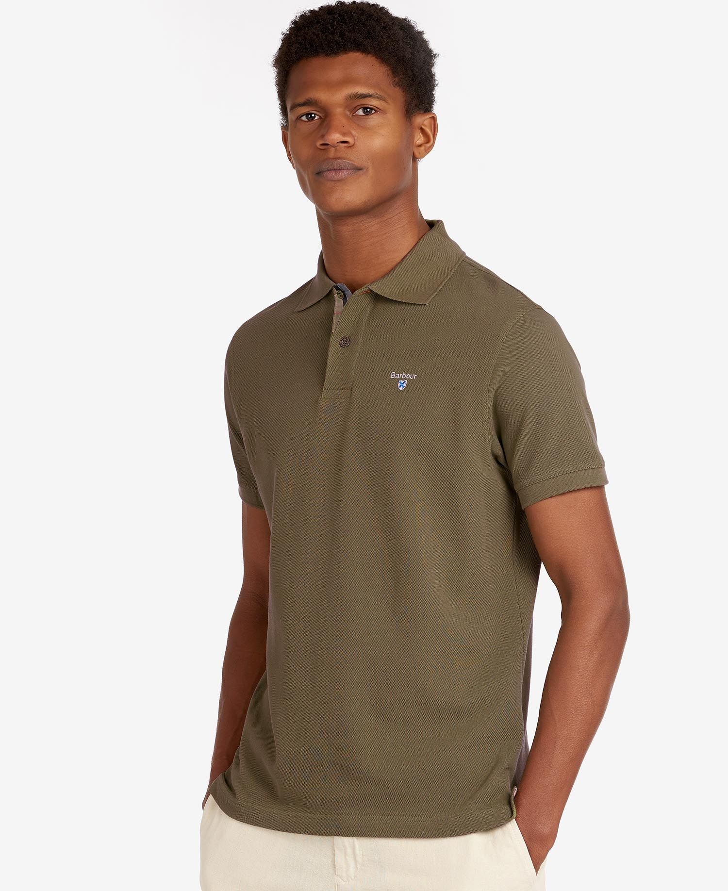 Tartan Pique Polo Men DARK OLIVE / XL