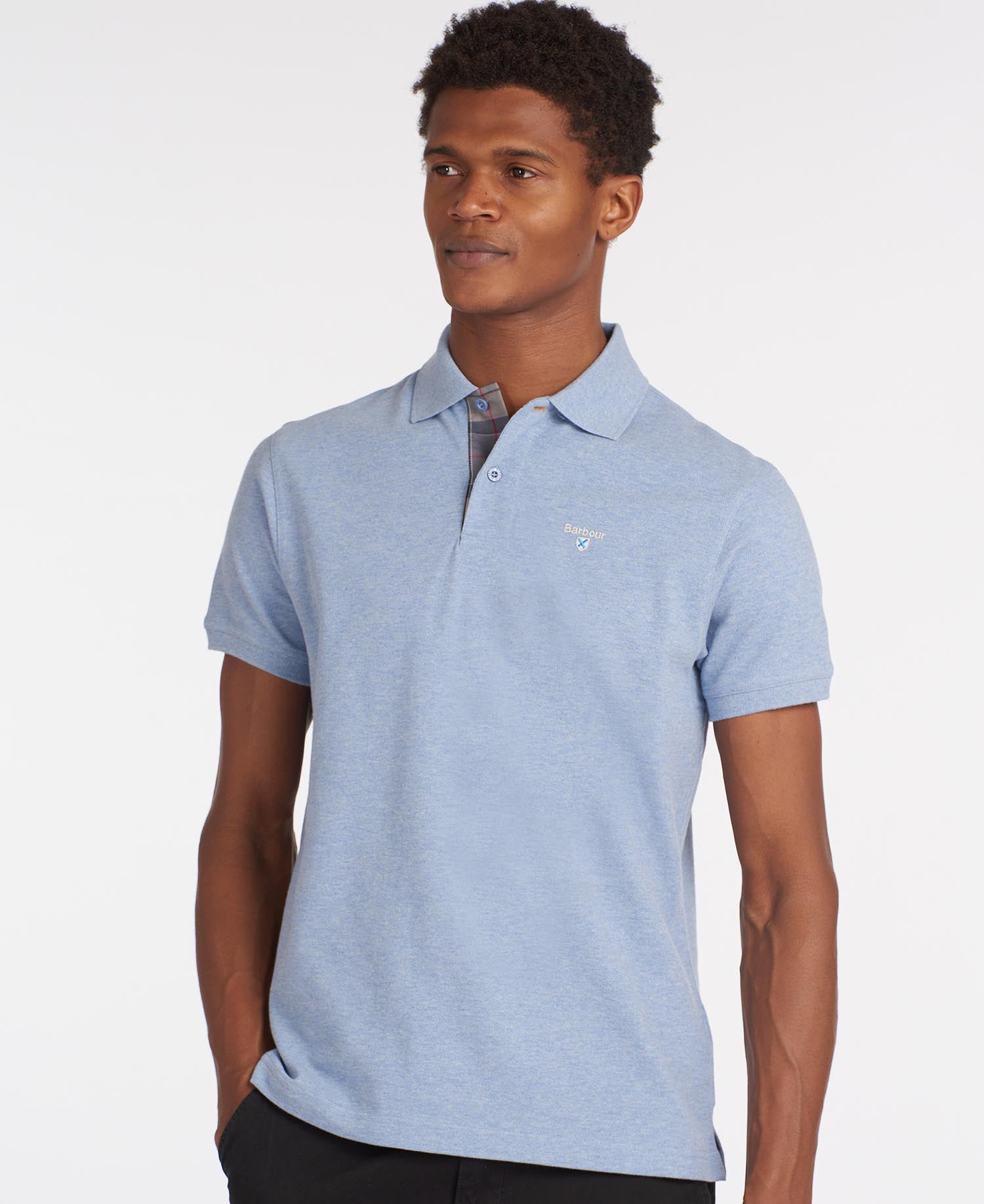 Tartan Pique Polo Men SKY MARL / M