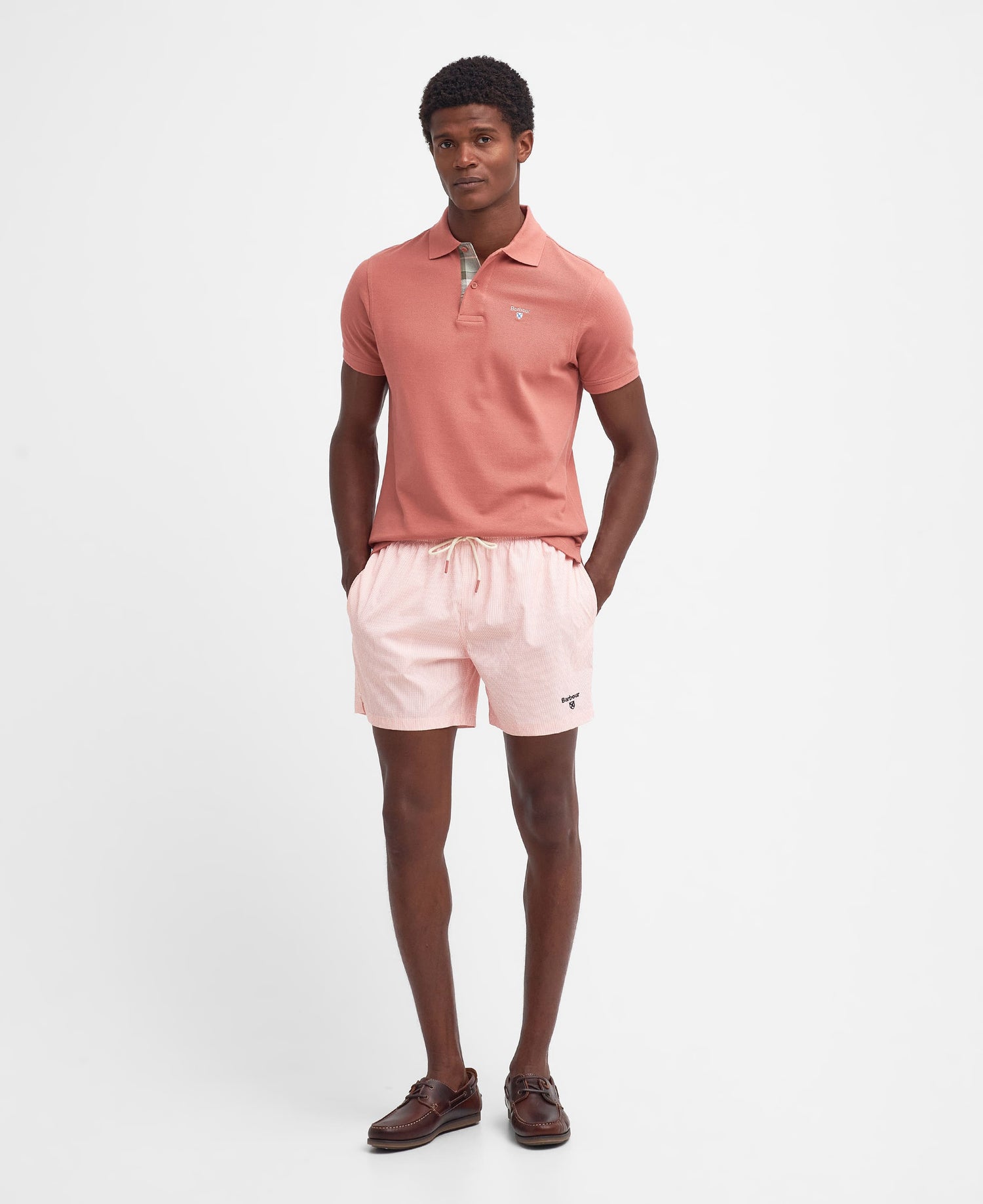 Tartan Pique Polo Men PINK CLAY / M