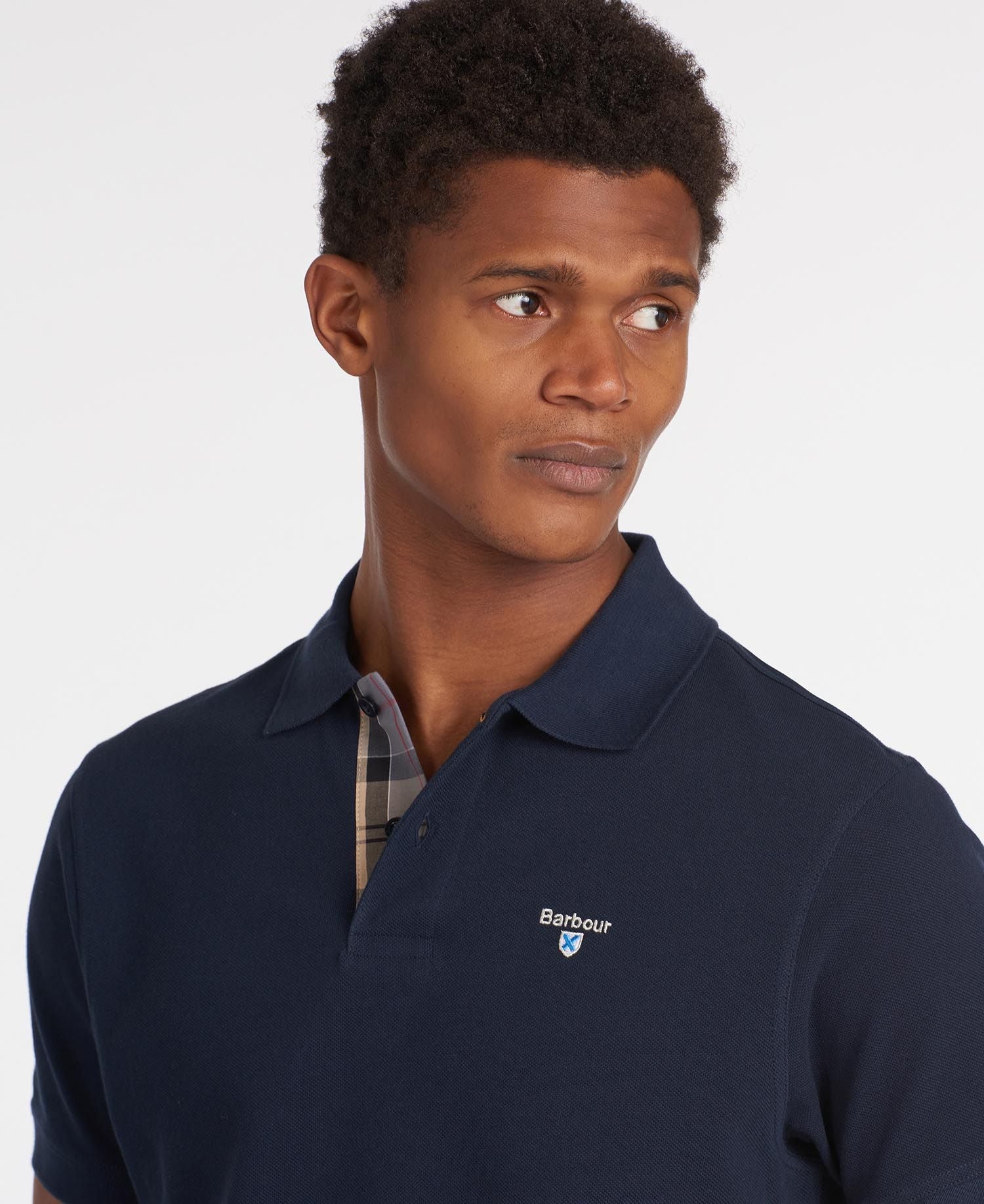 Tartan Pique Polo Men NEW NAVY / S