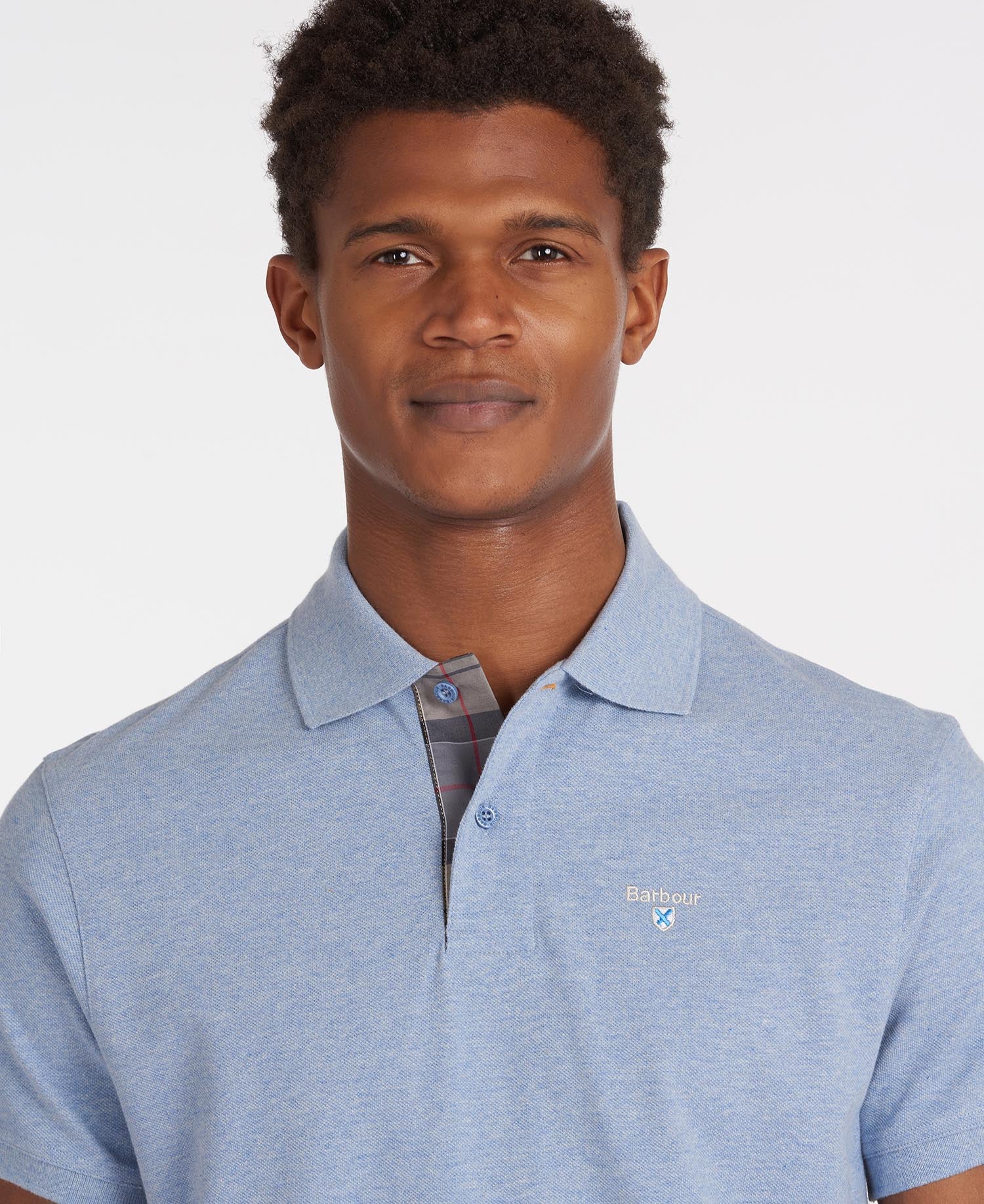 Tartan Pique Polo Men SKY MARL / XXXL