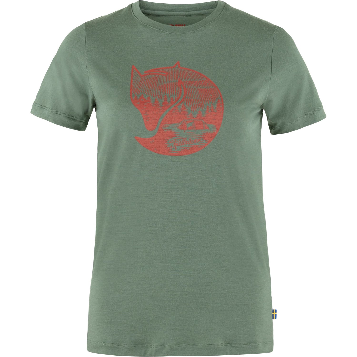 T-shirt Abisko Wool Fox Womens SS PATINA GREEN/TERACOTTA BROWN / S