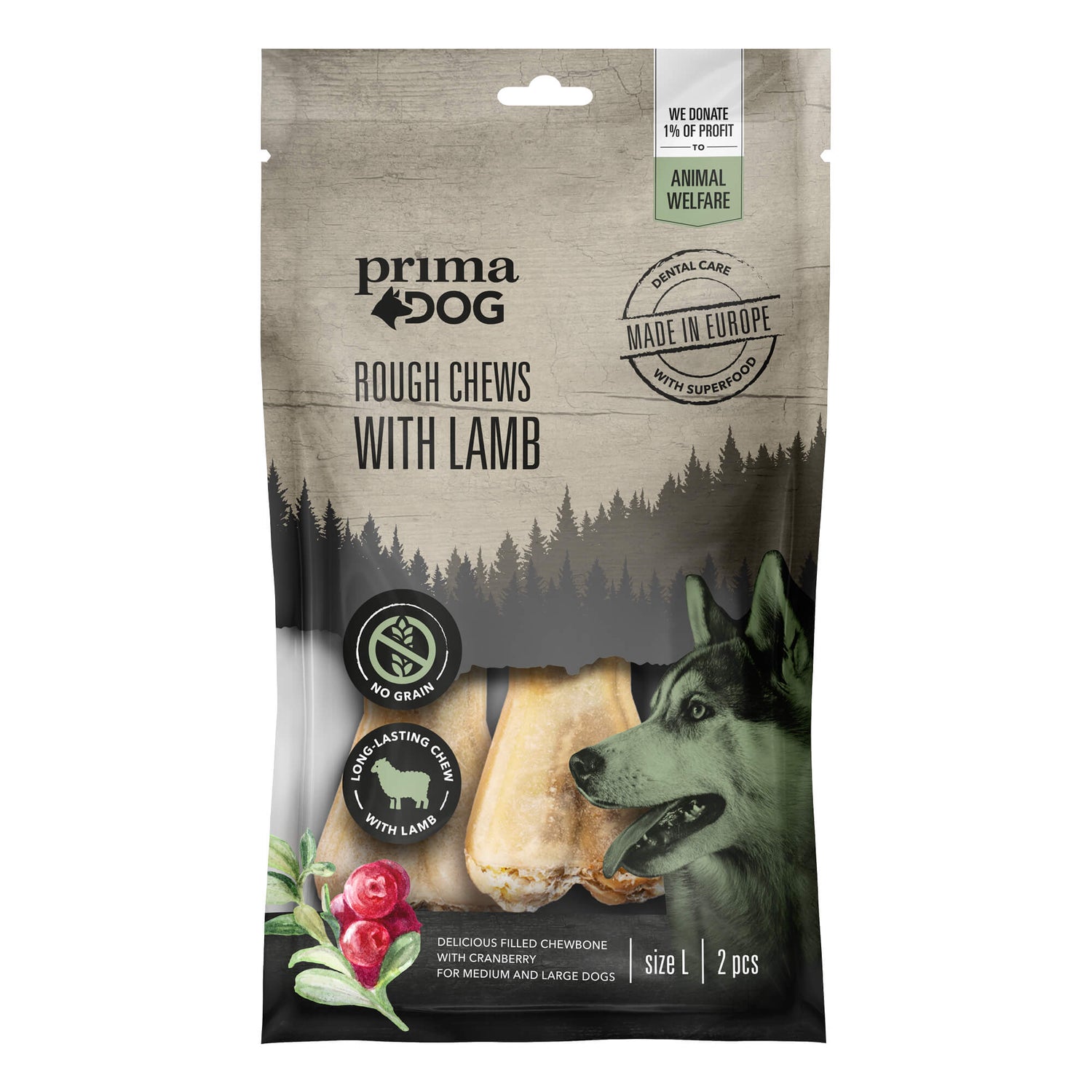 Rough Chews olika smaker 105gr,140gr 175 gr LAMB-CRANBERRY L 13,5 CM, 140 G