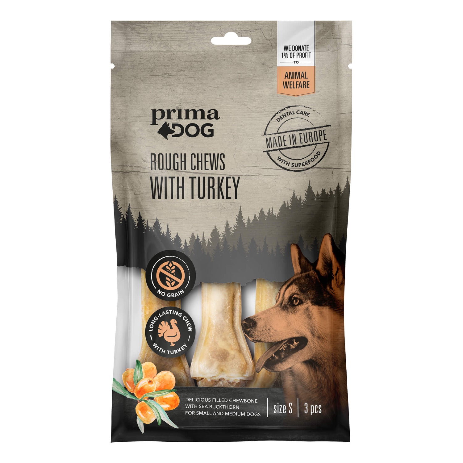 Rough Chews olika smaker 105gr,140gr 175 gr TURKEY-SEA BUCKTHORN S 10 CM, 105 G