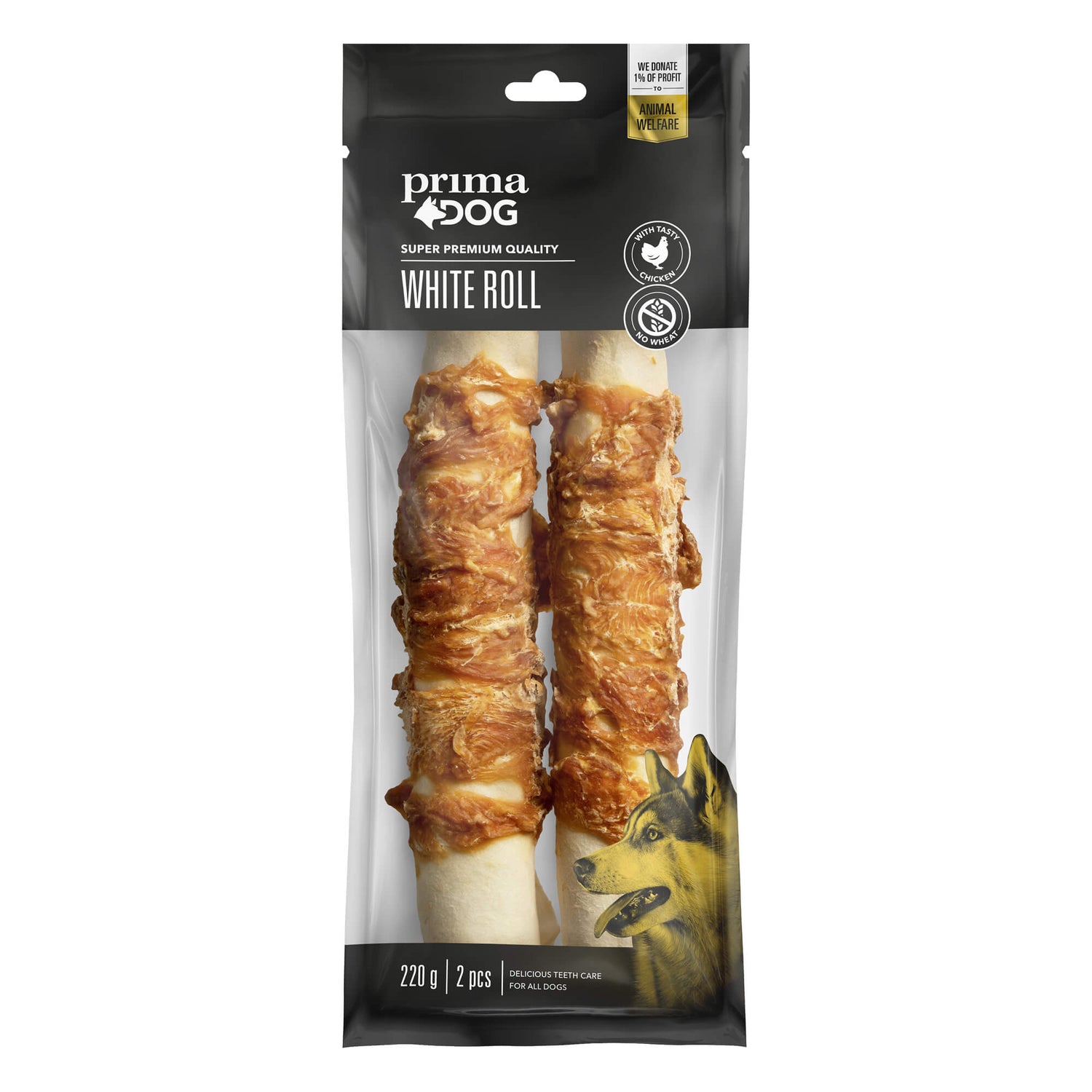 Vit tuggrulle-Kyckling eller Anka 170gr-550gr SORT KYCKLING & LÄNGD 25 CM & ANTAL 2 ST & MÄNGD 2